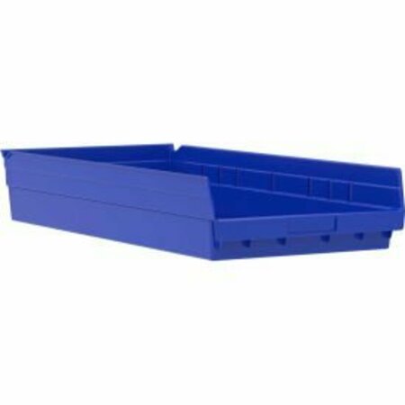 AKRO-MILS Nesting Storage Shelf Bin, Plastic, 30174, 11-1/8 in W in x 23-5/8 in D in x 4 in H, Blue 30174BLUE